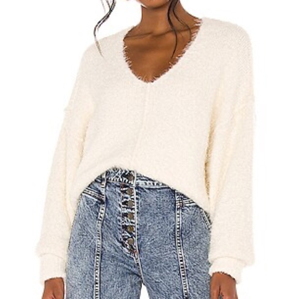 Free People Icing V Neck Pullover in Ivory
